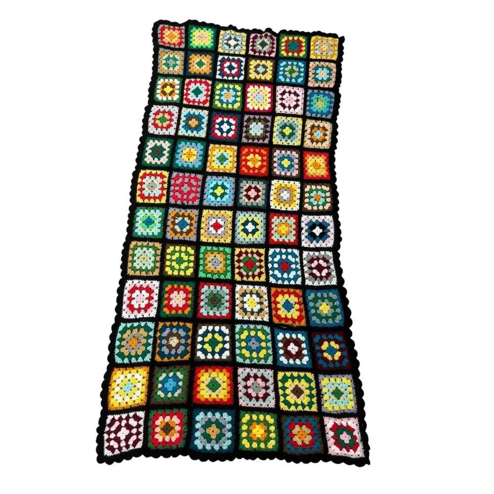 Handmade Granny Square Throw Black 32